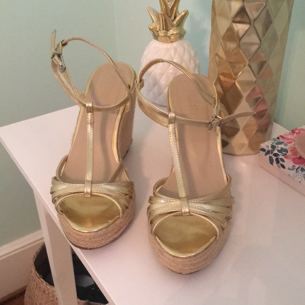Gold Strappy Espadrilles